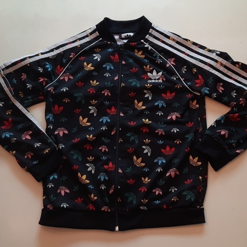 Adidas logo black track zip up jacket